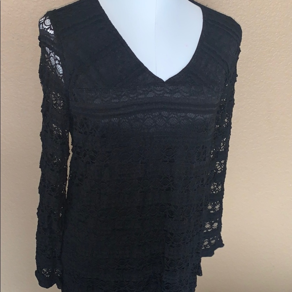 Dress Lace black flare sleeves M New Fever brand - Picture 2 of 15